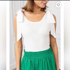 Elegant White Tie-Strap Blouse